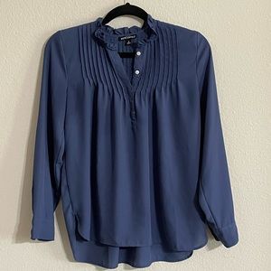 JCrew Mercantile Women's Sheer button top Navy Blue